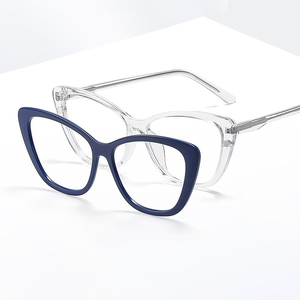 إطارات نظارات طبية نسائية أنيقة من مادة TR90، 5 في 1 مع مشبك مغناطيسي، تصميم عين القطة، نمط ماسي صلب يتناسب مع شكل الوجه - Product Image 3