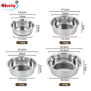 Atacado arredondado aço inoxidável Pet Food <span class=keywords><strong>Bowl</strong></span> com anti-derrapante fundo vários tamanhos para gatos e cães - Product Image 4