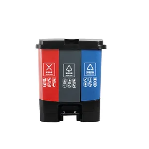 40L Trash Can Recycling Garbage Bin with Pedal Trash Bin for Different Portable Waste Collection Plastic Waste Can