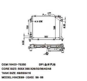 Radiador para Camioneta Hiace Mini Bus 1989-2004, 1RZ 2RZ a Gasolina 16400-75350 - Product Image 4