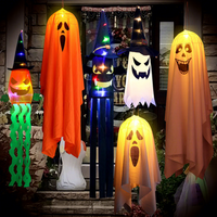 Décoration de lanterne fantôme d'Halloween avec lumières, lampe citrouille suspendue pour centre commercial, école, parc d'attractions, accessoires d'aménagement de scène