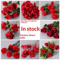 Fleurs artificielles en soie thème Bourgogne pour mariages, hôtels, centres de table, allées et arrangements de roses – Matériaux pour la maison