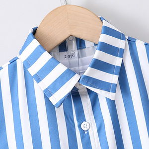 Summer Children's Clothing <strong>Boy</strong> Suit Blue White Contrast Color Short Sleeve Shirt Casual Shorts Two-Piece <strong>Boy</strong> Clothing Set - Product Image 3
