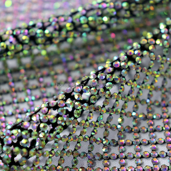 N009 Bling Diamonds Rhinestone Mesh Fabric 4 Ways Stretchy Crystal ...