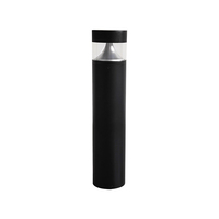 Lampadaire LED cylindrique noir mat étanche IP66 avec réflecteur conique pour aménagement extérieur, villa, pelouse, allée, cour