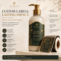Étiquettes cosmétiques personnalisées de luxe en BOPP avec logo, autocollants personnalisés avec estampage à chaud doré, étiquettes d'emballage de beauté de luxe imperméables