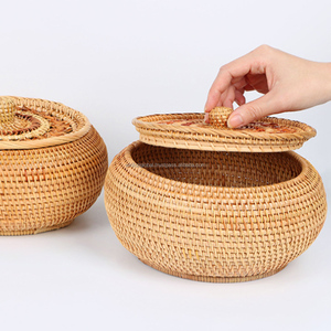 Handmade Cotton <b>Rope</b> Eco-Friendly Multifunction Storage <b>Basket</b> Rattan Storage <b>Basket</b> Perforated Lid for Living Room Decoration - Product Image 3