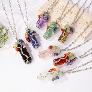 Collier Pendentif <span class=keywords><strong>Arbre</strong></span> de Vie en Cristal Naturel Fait Main pour Femme, Bijou Guérison Reiki, Cadeau pour Filles, Vente en Gros - Product Image 3