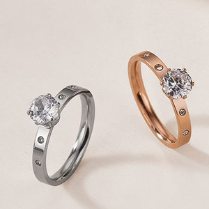 Damenringe Hochzeit Verlobung Geschenk Accessoires Edelstahl Schmuck Zirkon Frauenringe - Product Image 1