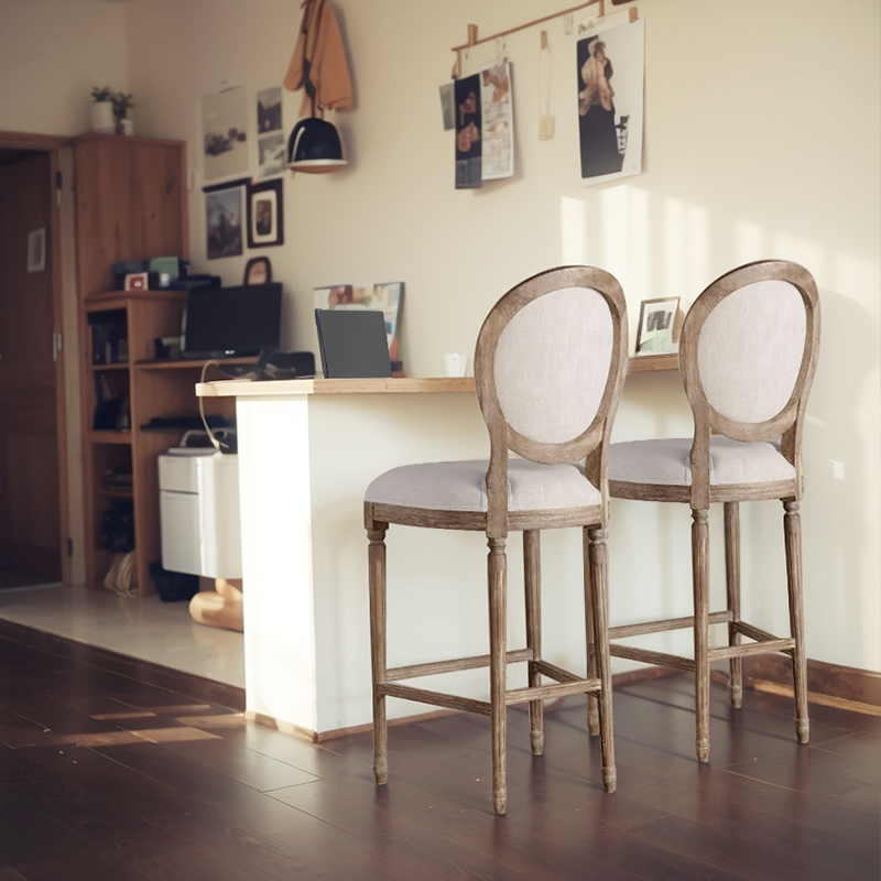french country bar chair blue and white wood and brushed gold