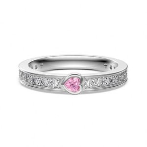 Dylam <b>Dainty</b> Design Fine 925 Silver Eternity Band 5A Cubic Zirconia Heart Love Jewelry <b>Rings</b> for Christmas Valentine's Day Gifts - Product Image 1