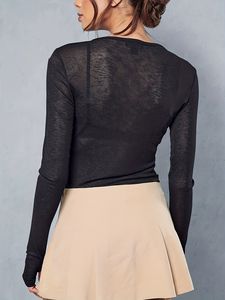 T-shirt sexy noir <span class=keywords><strong>transparent</strong></span> à manches longues, tendance - Product Image 3