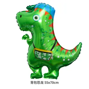 Cartoon niedlichen Dinosaurier Aluminium Ballon Geburtstags feier verziert mit T-Rex Feuer atmenden Drachen Schulranzen Drachen ballon