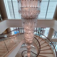Lustre de hall d'hôtel de luxe Senfey, E12 LED, or, hauteur réglable, luminaire suspendu en cristal, design d'intérieur pour plafond haut