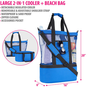 Bolsa de Playa Impermeable de Color Sólido con Compartimento Refrigerante - Esenciales de Vacaciones para Mujer para Todas las Estaciones - Product Image 2