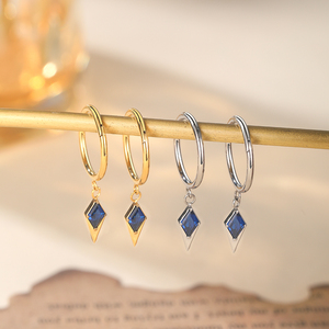 Lingchee titanio <span class=keywords><strong>azul</strong></span> gema encanto aro pendientes colgantes con bisagras Segemnt Clicker para mujer joyería regalo - Product Image 2