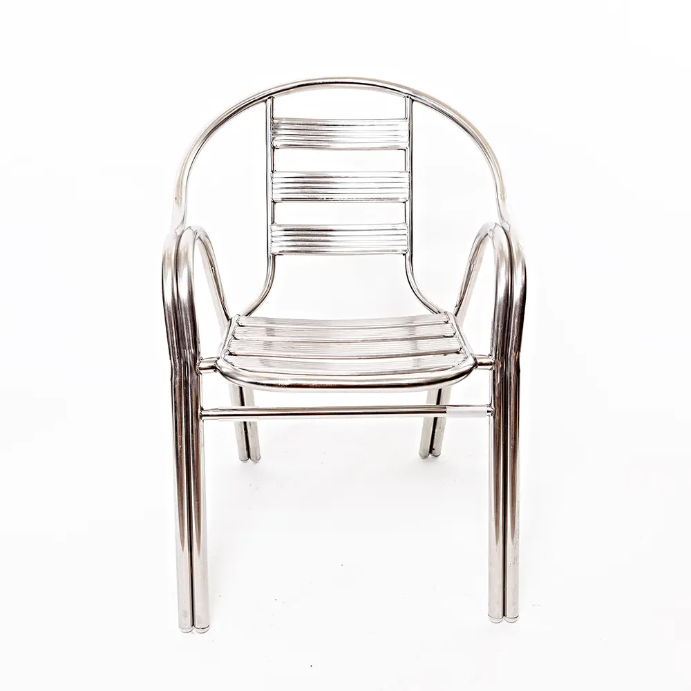 Уличное сиденье, полированный серебристый хромированный обеденный стул из нержавеющей стали