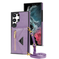 Etui de téléphone multifonctionnel en cuir de luxe à bandoulière avec portefeuille pour samsung galaxy S23 Ultra S22 S21 Card Sots Necklace Cases