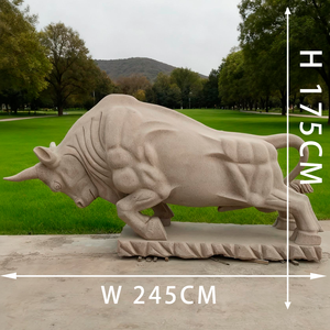 Scultura di Toro in Marmo Intagliata a Mano di Grandi Dimensioni per Decorazione di Parchi - Product Image 3