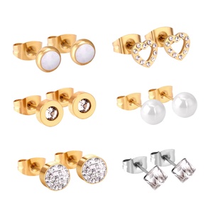 Ensemble de boucles d'oreilles clous avec zircon brillant, prix d'usine, pour femme, cadeau de bijoux - Product Image 1