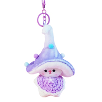 Porte-clés en peluche super doux personnalisé en forme de champignon, avec coton PP, motifs personnalisés, style mignon et amusant, unisexe, en sachet OPP, vente en gros