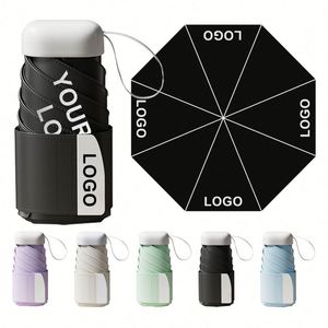 Promotional <b>Gift</b> Folding Mini Umbrella 210T Pongee Fabric <b>Travel</b> Portable Outdoor Umbrella Manual UV Umbrella With Logo Printing - Product Image 1