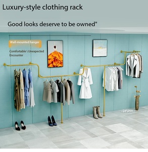 Expositor de Ropa de Hierro Forjado Dorado Estilo Influencer para Tiendas de Ropa, Perchero de Pie para Boutiques de Hombre y Mujer - Product Image 2