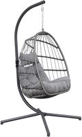 Fauteuil suspendu pliant en forme d'œuf avec coussins de siège et de tête, chaise suspendue en osier pour intérieur et extérieur, capacité de 350 lb.