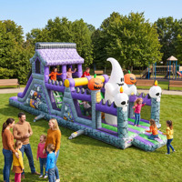 Parc de jeux gonflable commercial à thème Halloween (Maison hantée, Glissade, Obstacles, Fantôme, Citrouille) pour la location d'événements festifs