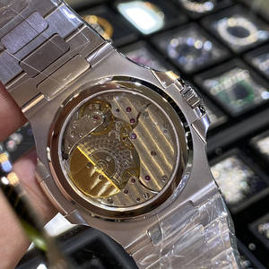 Ultra Thin Custom <b>Mens</b> <b>Watch</b> Full Moissanite and Lab Diamond 40mm Automatic Moonphase Luxury 18K Platinum Tone Case - Product Image 3