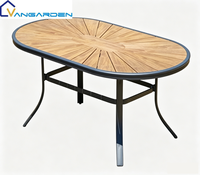 Ensemble table à manger ovale moderne en plastique et bois avec chaises en corde, imperméable, séchage rapide, portable, pour mobilier d'hôtel et de loisirs extérieur