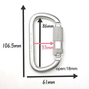 Carabiner Baja 30KN Bentuk D Ganda dengan Pengunci Otomatis, Bukaan 20mm, Jangkar Atap Permanen untuk Panjat Tebing, Pekerjaan Udara, dan Perlindungan Jatuh - Product Image 2