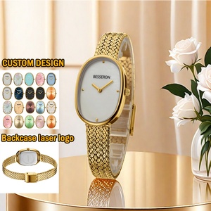 2024 Latest Fancy Designer <b>Gold</b> Wristwatch for Women Fashion Stainless Steel Band 16mm Width Montre Femme En Acier Inoxydable - Product Image 1
