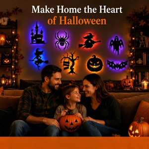 Autocollants muraux LED silhouettes d'Halloween, décorations alimentées par piles, lot de 8 à 48, style moderne et minimaliste - Product Image 2