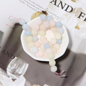 6/8/10mm teint couleur <span class=keywords><strong>Jade</strong></span> pierre synthétique aigue-marine rose béryl perles rondes brins bricolage à la main pour Bracelet fabrication de bijoux - Product Image 4