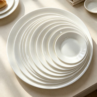 Vaisselle en gros en céramique blanche solide, plat en porcelaine, qualité alimentaire, compatible micro-ondes et lave-vaisselle, pour hôtels et restaurants, en vrac