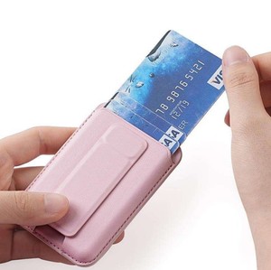 Universal PU leather folding magnetic mobile phone holder card bag wallet adjustable stand <b>portable</b> support bracket wholesale - Product Image 3
