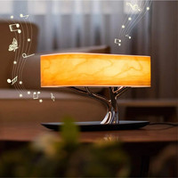 Lampe de bureau LED à interrupteur tactile pour la lecture, charge sans fil, lampe de table à manger, lampe arbre avec haut-parleur Bluetooth