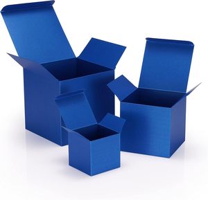 Boîtes cadeaux pliables bleu marine, petites, vintage, en papier nacré italien, avec couvercles, pour <span class=keywords><strong>biscuits</strong></span>, pâtisseries, bonbons, fêtes, mariages - Product Image 3