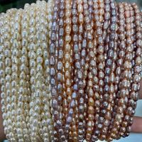 Perles en vrac de qualité 2A, blanches, roses, violettes, de 3 mm à 8 mm, en forme de goutte, ovales, perles de culture d'eau douce naturelles, en forme de riz, enfilées sur une brinche