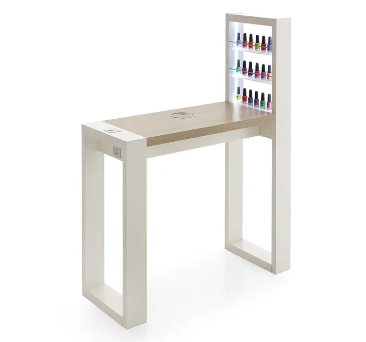 लकड़ी के सैलून फर्नीचर डिजाइन लक्जरी कला पेंटिंग ड्रायर सस्ते मैनीक्योर नेल सैलून टेबल OEM