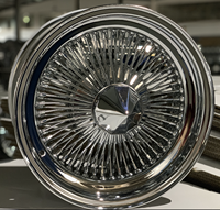 Velg Baja 100 Jari-Jari Berlapis Krom Klasik Lowrider 13 hingga 22 Inci Custom Knock Off Center Caps Modifikasi Pelek Roda