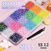 Kit de 18000 Piezas de Diamantes de Imitación de Resina, Multicolor, 3mm, Parte Posterior Plana, Kit Completo para Manualidades y Regalos