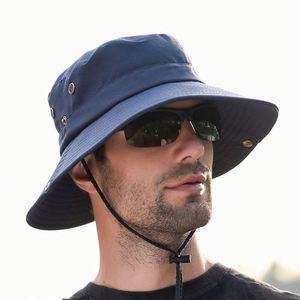 Wholesale Unisex Boonie Bucket <b>Hats</b> With String Wide Brim Hiking Fishing Uv Protection Safari Sun <b>Hat</b> Promotion Gift - Product Image 1