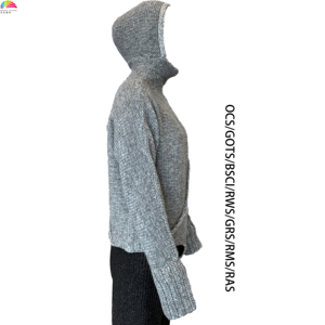 Pull à capuche à <span class=keywords><strong>col</strong></span> <span class=keywords><strong>roulé</strong></span> en <span class=keywords><strong>laine</strong></span> et nylon avec ourlet irrégulier pour femmes pour les jours froids Vente en gros sur mesure - Product Image 5