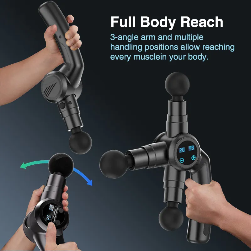 Massage gun 2024 Professional Mini Facial gun massager with 6 Adjustable Heads Black Relieve Fatigue Sport Gun massaging