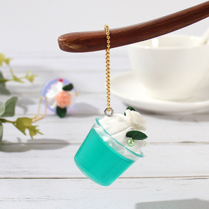 Simulated cream glue dessert cup ice cream cup pendant necklace accessories DIY car <b>key</b> pendant backpack ornament - Product Image 3