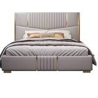 Furnistyle Lederbezogenes Kingsize-Bett mit Metallrahmen Modernes Design Anpassbar