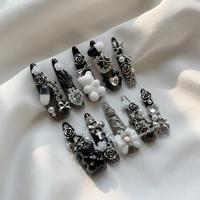 Ongles à presser de qualité supérieure, extra longs, forme stiletto, avec breloques 3D pour galas, ongles artificiels de luxe avec différents motifs, vente en gros, promotion exceptionnelle