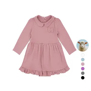 Solarwool Factory Custom Knitted Baby Sweat Pink Cute Lace Merino Wool Girl Dress